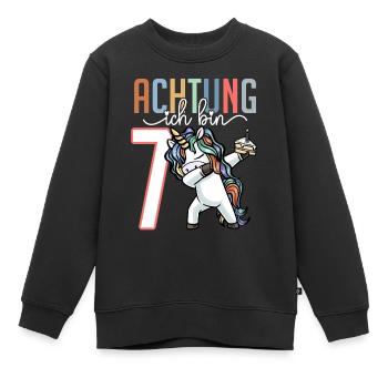 Siebter Geburtstag Mädchen 7 Jahre - Kinder Premium Organic Sweatshirt - Schwarz - Vorne - AI Model Kid Female (0cm)