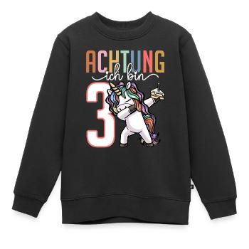 3. Geburtstag Mädchen 3 Jahre Einhorn - Kinder Premium Organic Sweatshirt - Schwarz - Vorne - AI Model Kid Female (0cm)