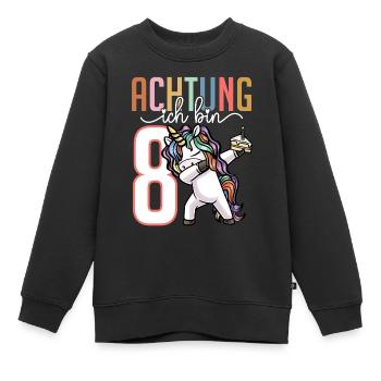 8. Geburtstag Mädchen 8 Jahre Einhorn - Kinder Premium Organic Sweatshirt - Schwarz - Vorne - AI Model Kid Female (0cm)
