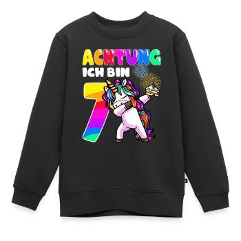 Siebter Geburtstag Mädchen 7 Jahre - Kinder Premium Organic Sweatshirt - Schwarz - Vorne - AI Model Kid Female (0cm)