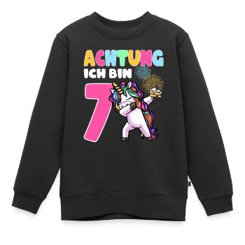 Siebter Geburtstag Mädchen 7 Jahre - Kinder Premium Organic Sweatshirt - Schwarz - Vorne - AI Model Kid Female (0cm)