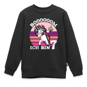 Siebter Geburtstag Mädchen 7 Jahre - Kinder Premium Organic Sweatshirt - Schwarz - Vorne - AI Model Kid Female (0cm)