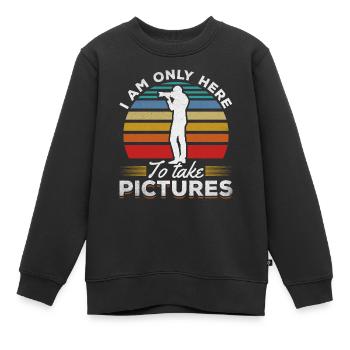 Photographie Je ne suis là que pour prendre des photos - Sweat Premium enfant bio - noir - Devant - AI Model Kid Female (0cm)