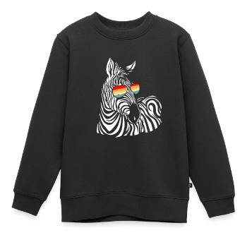 Zebra Gift Noir et Blanc Safari Savannah Steppe - Sweat Premium enfant bio - noir - Devant - AI Model Kid Female (0cm)