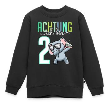 2. Geburtstag Mädchen 2 Jahre Elefant - Kinder Premium Organic Sweatshirt - Schwarz - Vorne - AI Model Kid Female (0cm)