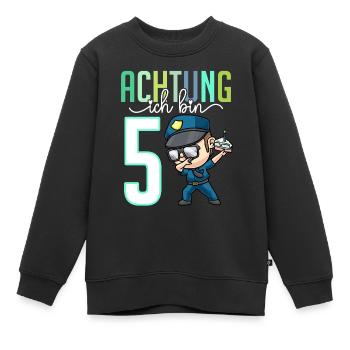 5. Geburtstag Junge Mädchen 5 Jahre Polizei - Kinder Premium Organic Sweatshirt - Schwarz - Vorne - AI Model Kid Female (0cm)