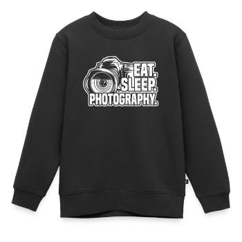 Photo Caméra Photographe Photo Nourriture Dormir - Sweat Premium enfant bio - noir - Devant - AI Model Kid Female (0cm)