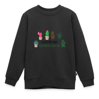 Les plantes succulentes me distraient plante hobby botaniquement - Sweat Premium enfant bio - noir - Devant - AI Model Kid Female (0cm)