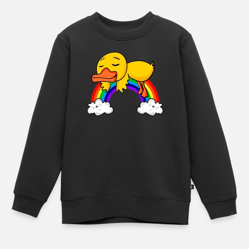 Regenbogen Ente - Kinder Premium Organic Sweatshirt - Schwarz
