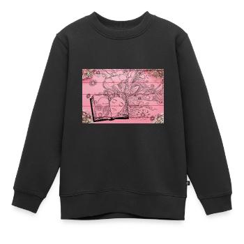 fleurs de livres lecture livres fleurs et livres - Sweat Premium enfant bio - noir - Devant - AI Model Kid Female (0cm)