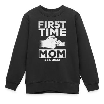 Annonce de grossesse Pour la première fois - Sweat Premium enfant bio - noir - Devant - AI Model Kid Female (0cm)