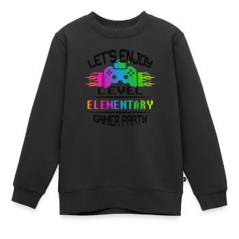 Niveau ÉLÉMENTAIRE garder son calme et jouer sur - Sweat Premium enfant bio - noir - Devant - AI Model Kid Female (0cm)