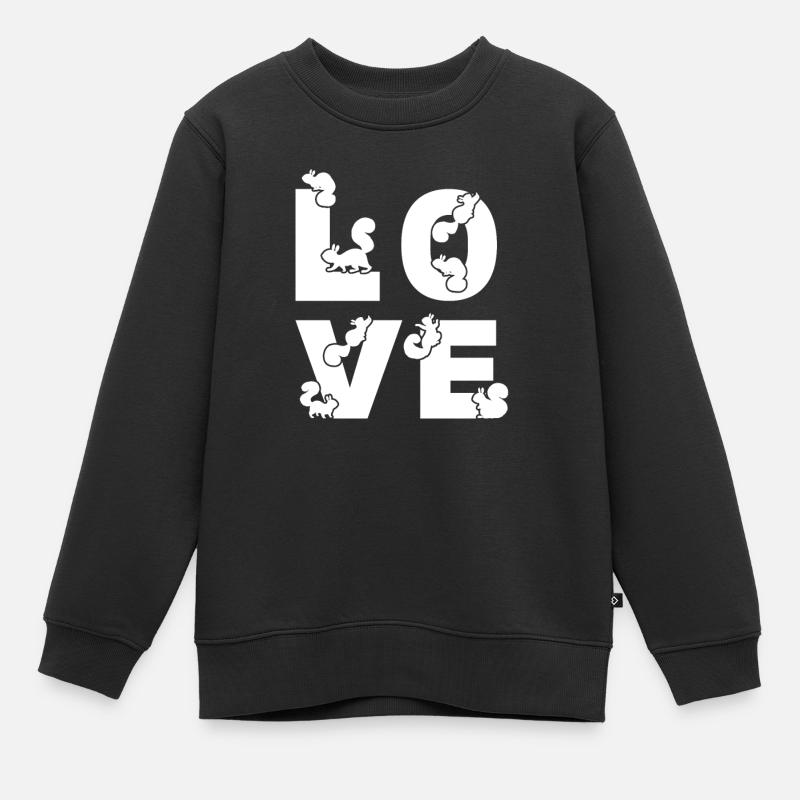 Eichhörnchen LOVE Niedliches Eichhörnchen - Kinder Premium Organic Sweatshirt - Schwarz