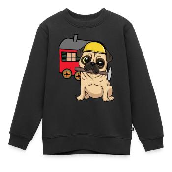 Baustelle Handwerker Hund Mops Bauwagen Handwerk - Kinder Premium Organic Sweatshirt - Schwarz - Vorne - AI Model Kid Female (0cm)