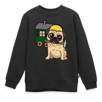 Baustelle Handwerker Hund Mops Bauwagen Job Hammer - Kinder Premium Organic Sweatshirt - Schwarz - Vorne - AI Model Kid Female (0cm)