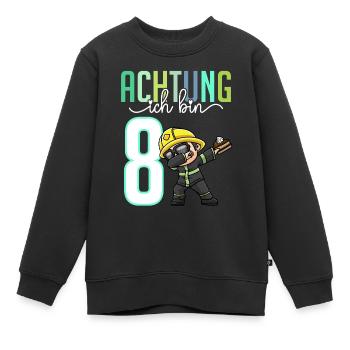 Zum 8. Geburtstag 8 Jahre Feuerwehr Junge Mädchen - Kinder Premium Organic Sweatshirt - Schwarz - Vorne - AI Model Kid Female (0cm)