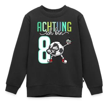 Zum 8. Geburtstag 8 Jahre Fussball Junge Mädchen - Kinder Premium Organic Sweatshirt - Schwarz - Vorne - AI Model Kid Female (0cm)