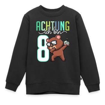 Zum 8. Geburtstag 8 Jahre Bär Junge Mädchen - Kinder Premium Organic Sweatshirt - Schwarz - Vorne - AI Model Kid Female (0cm)
