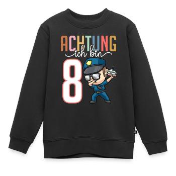 Zum 8. Geburtstag 8 Jahre Polizei Junge Mädchen - Kinder Premium Organic Sweatshirt - Schwarz - Vorne - AI Model Kid Female (0cm)