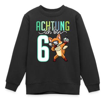 Sechster 6. Geburtstag Junge 6 Jahre Fuchs - Kinder Premium Organic Sweatshirt - Schwarz - Vorne - AI Model Kid Female (0cm)