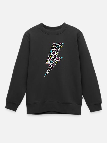 Éclair léopard, imprimé léopard, Leopard Lov - Sweat Premium enfant bio - noir