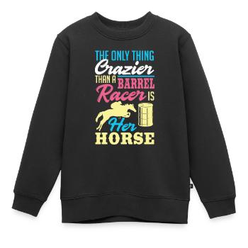 Lustige Pferderennen Pferderennen Geschenkidee - Kinder Premium Organic Sweatshirt - Schwarz - Vorne - AI Model Kid Female (0cm)