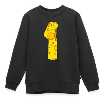 Zahl 1 Ziffer Käse - Kinder Premium Organic Sweatshirt - Schwarz - Vorne - AI Model Kid Female (0cm)