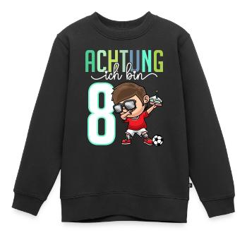 Zum 8. Geburtstag 8 Jahre Fussballer Junge Mädchen - Kinder Premium Organic Sweatshirt - Schwarz - Vorne - AI Model Kid Female (0cm)