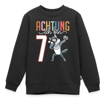 7. Geburtstag 7 Jahre Wolf Junge Mädchen - Kinder Premium Organic Sweatshirt - Schwarz - Vorne - AI Model Kid Female (0cm)