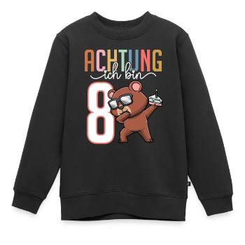 Zum 8. Geburtstag 8 Jahre Bär Junge Mädchen - Kinder Premium Organic Sweatshirt - Schwarz - Vorne - AI Model Kid Female (0cm)