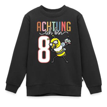 Zum 8. Geburtstag 8 Jahre Biene Junge Mädchen - Kinder Premium Organic Sweatshirt - Schwarz - Vorne - AI Model Kid Female (0cm)