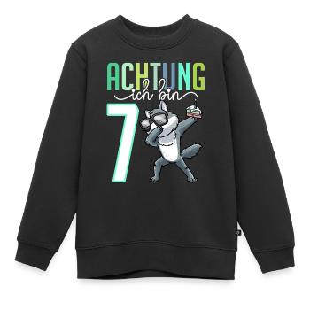 7. Geburtstag 7 Jahre Wolf Junge Mädchen - Kinder Premium Organic Sweatshirt - Schwarz - Vorne - AI Model Kid Female (0cm)
