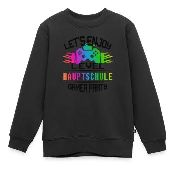 Level HAUPTSCHULE keep calm and game on - Kinder Premium Organic Sweatshirt - Schwarz - Vorne - AI Model Kid Female (0cm)