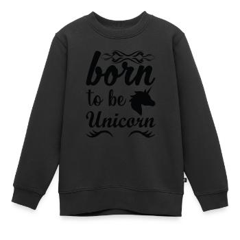 Né pour être une licorne Licorne - Sweat Premium enfant bio - noir - Devant - AI Model Kid Female (0cm)