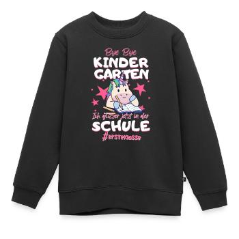 Bye Bye Kindergarten Einhorn Schulkind Einschulung - Kinder Premium Organic Sweatshirt - Schwarz - Vorne - AI Model Kid Female (0cm)