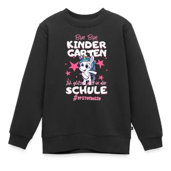 Bye Bye Kindergarten Einhorn Schulkind Einschulung - Kinder Premium Organic Sweatshirt - Schwarz - Vorne - AI Model Kid Female (0cm)