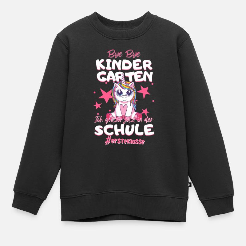 Bye Bye Kindergarten Einhorn Schulkind Einschulung - Kinder Premium Organic Sweatshirt - Schwarz
