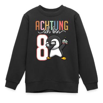 Zum 8. Geburtstag 8 Jahre Pinguin Junge Mädchen - Kinder Premium Organic Sweatshirt - Schwarz - Vorne - AI Model Kid Female (0cm)