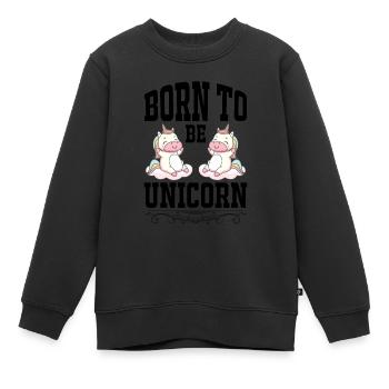 Né pour être une licorne Licorne - Sweat Premium enfant bio - noir - Devant - AI Model Kid Female (0cm)