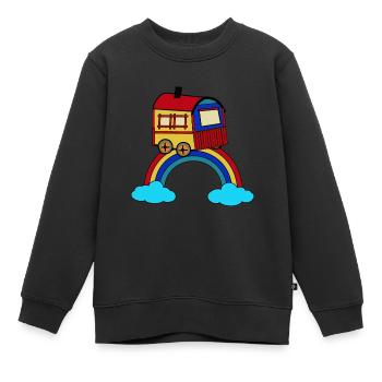himmlisch wohnen Bauwagen Regenbogen Hippie - Kinder Premium Organic Sweatshirt - Schwarz - Vorne - AI Model Kid Female (0cm)