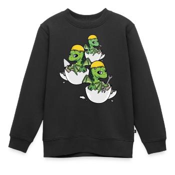 Dino Handwerker Eierschale Werkzeug Berufe Arbeit - Kinder Premium Organic Sweatshirt - Schwarz - Vorne - AI Model Kid Female (0cm)