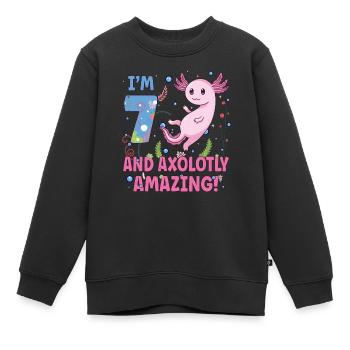 Sweet Axolotl 7th Birthday Gift - Kids Premium Organic Sweatshirt - black - Front - AI Model Kid Female (0cm)