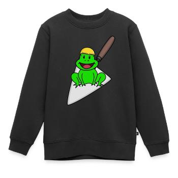 Handwerker Frosch Maurer Maurerkelle Baustelle Bau - Kinder Premium Organic Sweatshirt - Schwarz - Vorne - AI Model Kid Female (0cm)