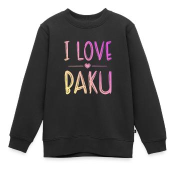 I Love Baku - Kinder Premium Organic Sweatshirt - Schwarz - Vorne - AI Model Kid Female (0cm)