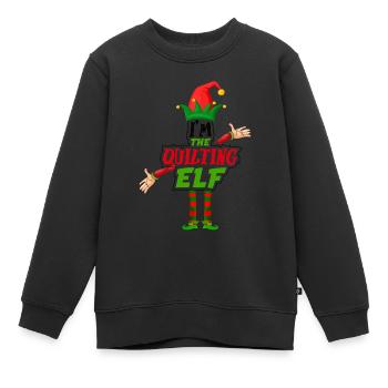 Je suis l’elfe matelassé motif norvégien - Sweat Premium enfant bio - noir - Devant - AI Model Kid Female (0cm)
