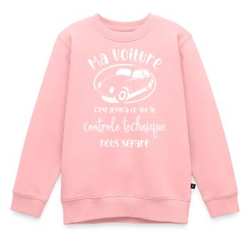 ma voiture contrôle technique nous sépare humour - Sweat Premium enfant bio - rose - Devant - AI Model Kid Female (0cm)