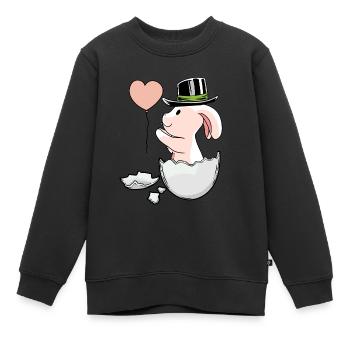 Lapin de Pâques Ballon Oeuf Coquille Lapin de Pâques - Sweat Premium enfant bio - noir - Devant - AI Model Kid Female (0cm)