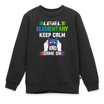 Niveau ÉLÉMENTAIRE garder son calme et jouer sur - Sweat Premium enfant bio - noir - Devant - AI Model Kid Female (0cm)