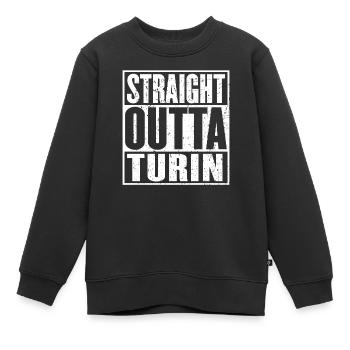 Straight Outta Turin Jahrgang - Kinder Premium Organic Sweatshirt - Schwarz - Vorne - AI Model Kid Female (0cm)
