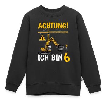 Achtung Ich bin 6 - Kinder Premium Organic Sweatshirt - Schwarz - Vorne - AI Model Kid Female (0cm)